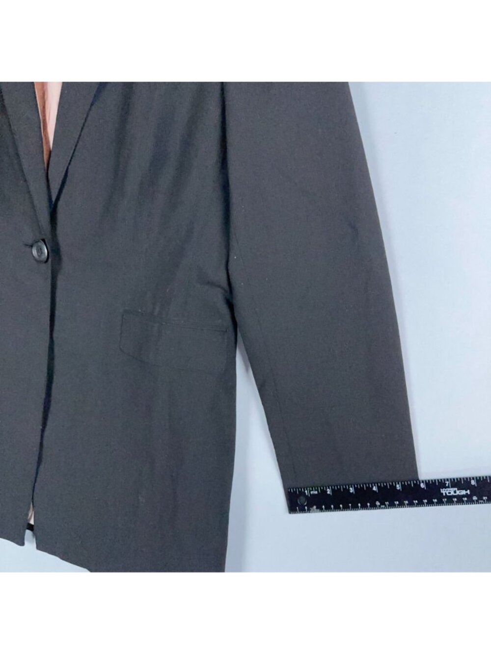 Calvin Klein Blazer Jacket Size 12 Black Single Breasted Wool Blend Notch Lapel - Picture 13 of 14